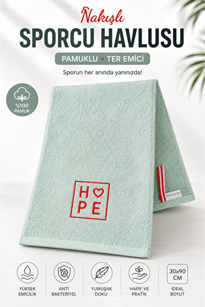 denizlicotton Embroidered Sports Towel Cotton, Anti-Bacterial, Sweat-Absorben...