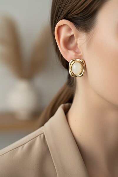 STİL İNCİSİ Style Pearl/Vip Series Oval White Earrings