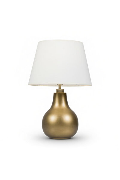 Bahar Aydınlatma Vera Krem Başlıklı Eskitme Gold Modern Abajur