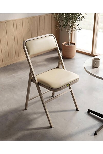 Hey Folding Kitchen Dining Chair Balcony Hotel Cafe Folding Chair Cappuccino Leather