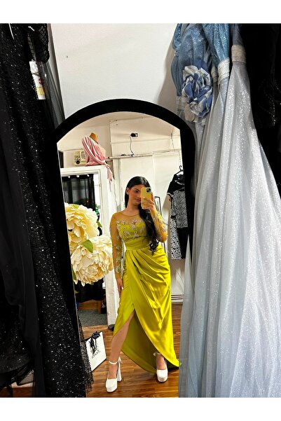 Sienna Fashion Lime green midi dress with Catana sleeves