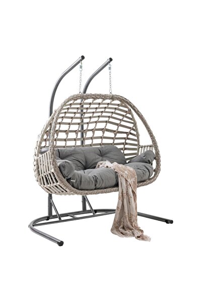 Capri Swing Oylat Çiftli Rattan Bahçe Salıncağı | Balkon Salıncağı