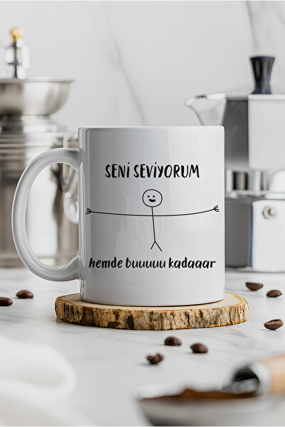 Grafiklas Reklam ve Tanıtım Hizmetleri Seni Seviyorum Kupa Bardak Çift Baskıl...