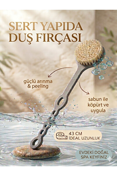 Efsoon Organics Sert Kıllı Sırt Fırçası - Doğal Kaktüs Otu - Vegan Duş Fırças...