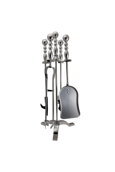 Strend Pro Set accesorii semineu, suport cu 4 piese, nichel, 53 cm