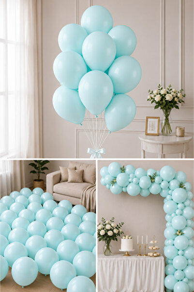 Parti dolabı 10 Adet Yeşil Makaron Pastel Renk Mat Balon