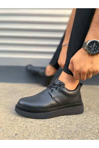pabucmarketi Black (Black Sole) Lace-Up Men's Casual Shoes