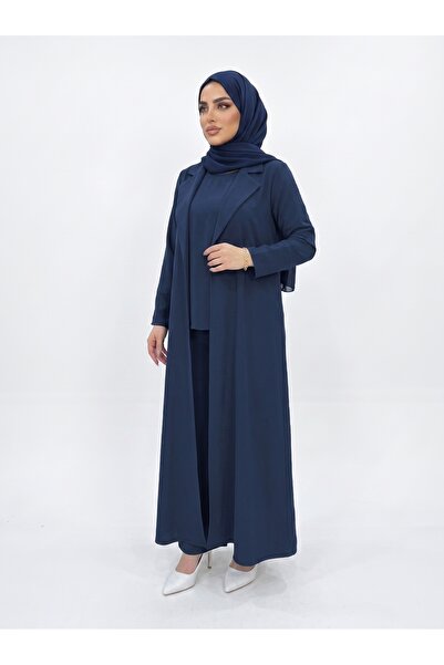 YOU ABAYA طقم سفر 4 قطع بقماش كريب كوبراء لون كحلي