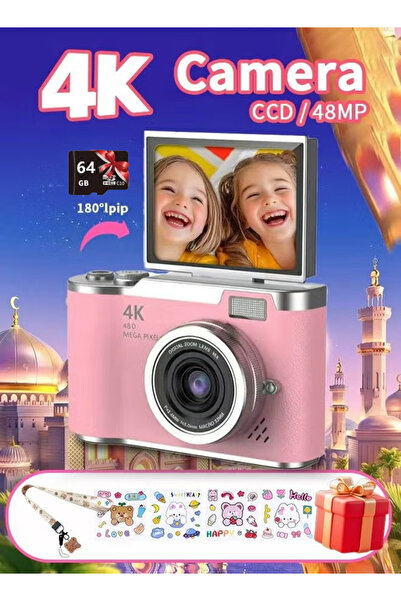 ZONBON كاميرا رقمية ببطاقة SD سعة 64 جيجابايت، كاميرا رقمية بدقة 4K مع تقنية ...