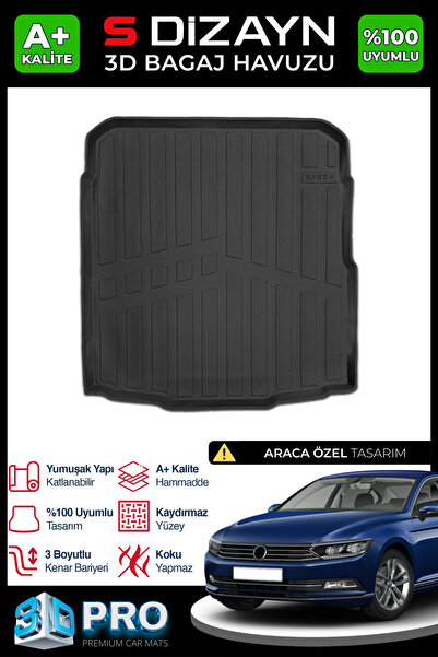 S-Dizayn VW Passat B8 3D Pro Bagaj Havuzu 2015-2023 A+ Kalite 3BH-SDZ014