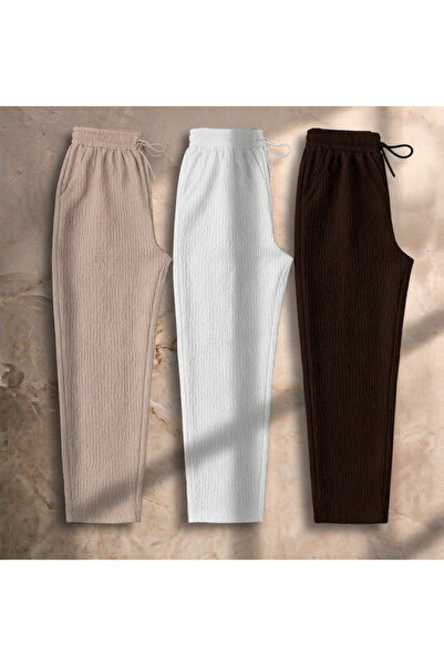ALİ.COM YAZLIK İNCE BÜRÜMCÜK KUMAŞ EŞOFMAN 3LÜ ALT (%35 PAMUK %65 POLYESTER)