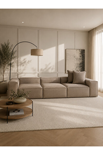 ERİZA Relax Soft 3 Modül Koltuk ( Açık Kahve) Keten 40