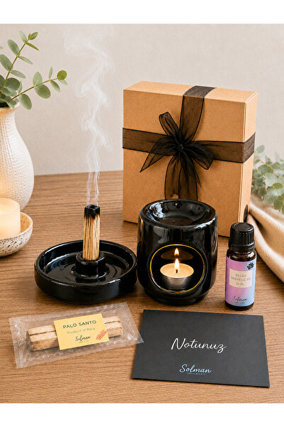Solman Relax Ritüel Hediye Kutusu Siyah Seramik Set | Palo Santo, Tütsülük, B...