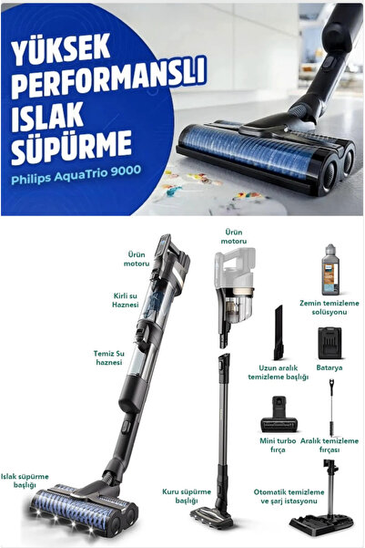 Philips Islak&kuru Istasyonlu Aqua Trio Kablosuz 9000 Islak Kuru Süpürge - Ge...