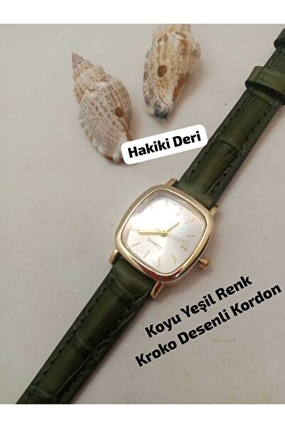 Ricardo Vintage Design Women's Wristwatch, (Genuine Leather) Dark Green Color...