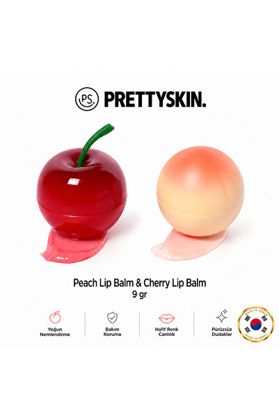 ps. prettyskin. بلسم شفاه بنكهة الخوخ والكرز 9 جرام