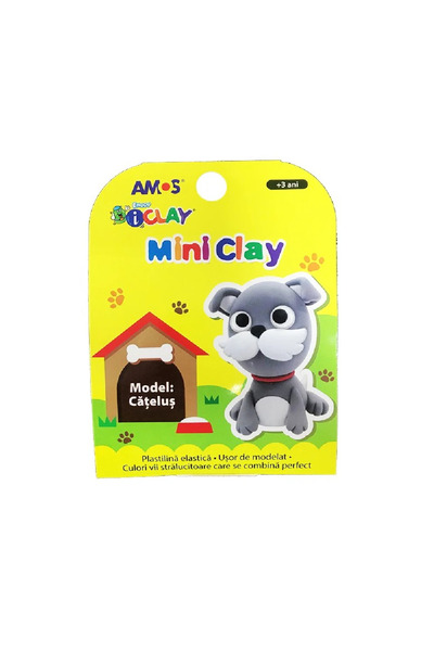 Amos Plastilina iClay MiniClay Amos, model Catelus, 30 g, 4 culori/cutie