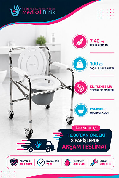 POYLİN Tuvaletli Tekerlekli Sandalye Komot P561