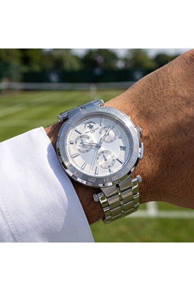 Santa Barbara Polo & Racquet Club Legend Silver Stainless Steel Watch for Men...