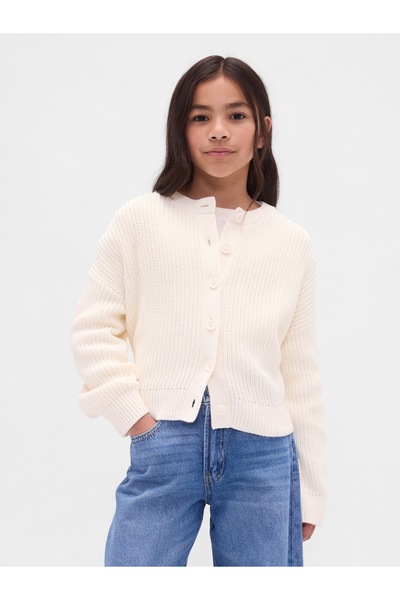GAP Kız Çocuk Kırık Beyaz Oversize Hırka
