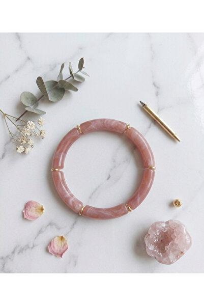 cleopatra takı aksesuar Yasmin Handmade Elastic Salmon Color Women's Bracelet