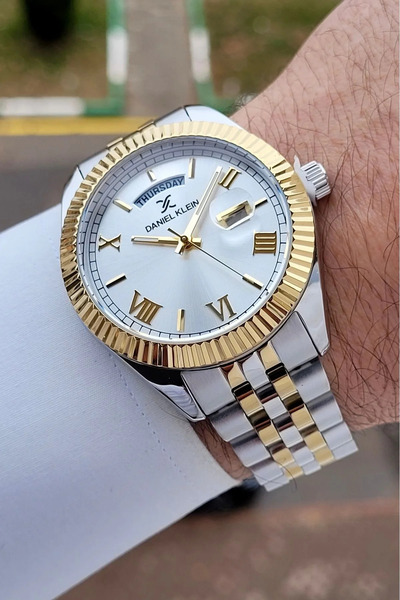 Daniel Klein Gold Silver Color 42 mm Men's Wristwatch Dkiste1593