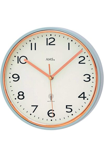 AMS Ceas de perete 5509, cuarț, alb, analogic, modern