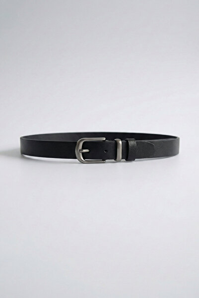 ablukaonline Men's 100% Leather Embroidered Buckle Belt Black