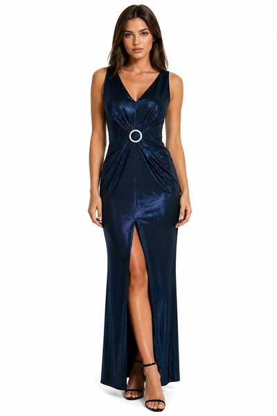 Atelier Anca Socolovschi Rochie lungă de damă, lurex albastru