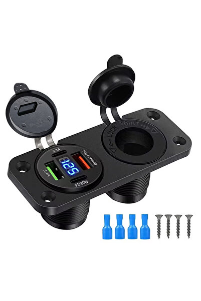 Choice4 NO wire B Waterproof Cigarette Lighter Outlet Quick Charge 3.0 12V/24...