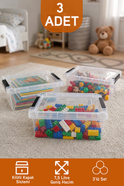 İronika 3-Piece Storage Container Rectangular Multi-Purpose Toy Storage Box w...