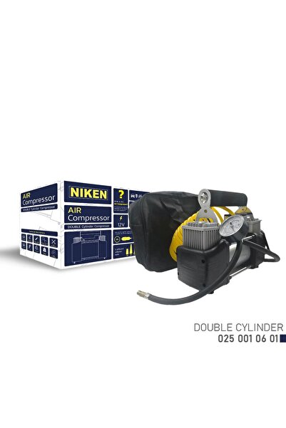 Niken Araç lastik hava kompresör metal çift silindir büyük çantalı