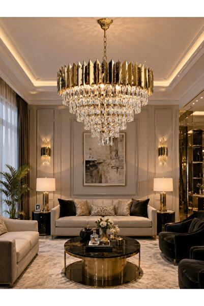 Led 60 CM LAZER TASARIM KRİSTAL LÜX AVİZE