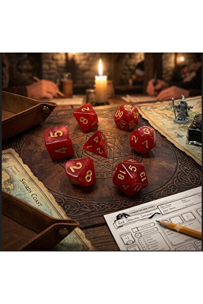 zerzembe DND EPOKSİ Frp Zar Seti 7li Set Dnd Zarı Dungeons And Dragons Masaüs...