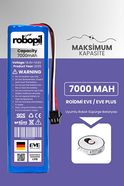 ROBOPİL Roidmi Eve / Eve Plus Pil Batarya [maksimum Kapasite] 7000mah Akıllı ...