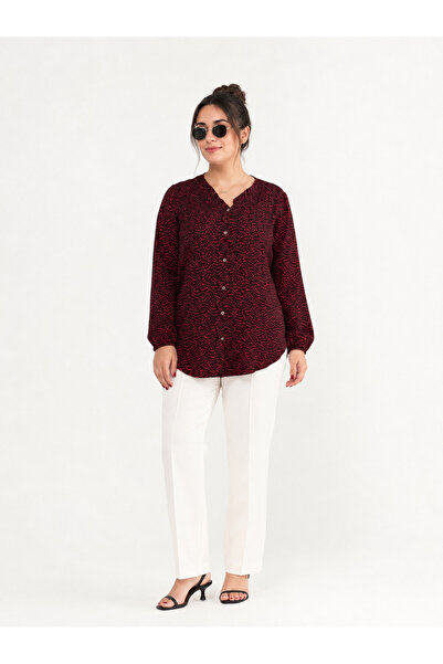 ELSEBUTİKTR Women's Comfortable Cut Cotton Viscose Tunic Shirt