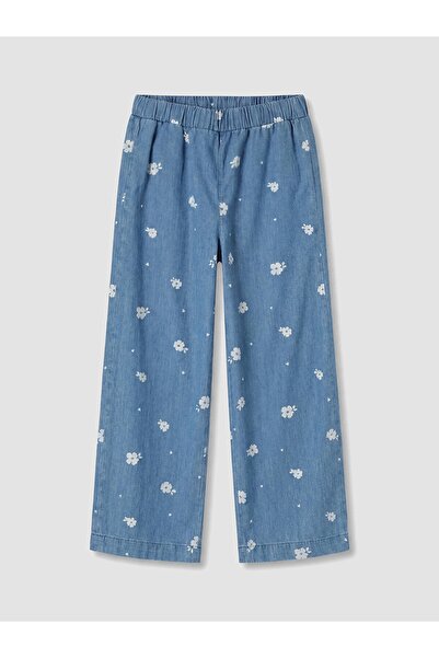 LC Waikiki Floral Wideleg Girl's Jean Trousers
