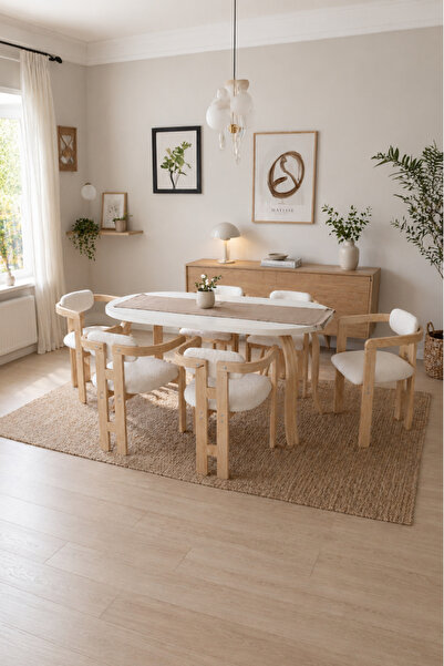 weltwood 6 Kişilik Kelebek Masa ve 6 İskandinav Sandalye seti | %100 MDF | %1...