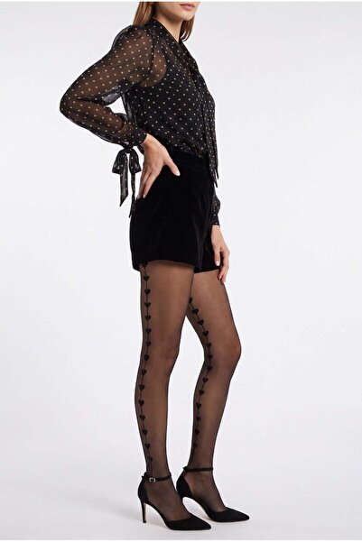 Katia&Bony Women's heart thin pantyhose black