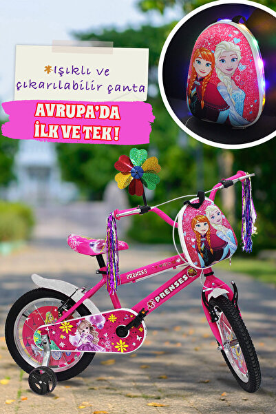 Joymax Prenses Kız Çocuk Bisikleti 16 Jant Pembe - Led Işıklı Çantalı Püsküllü