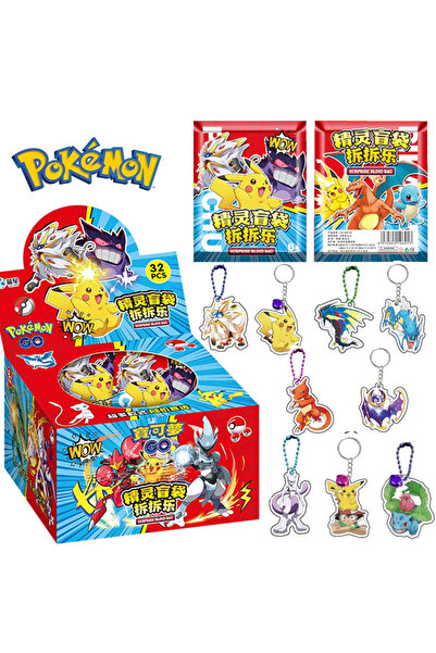 Choice Bandai 32bag 32Pcs/Box Pokemon Blind Bag Keychain Cartoon Elf Series A...