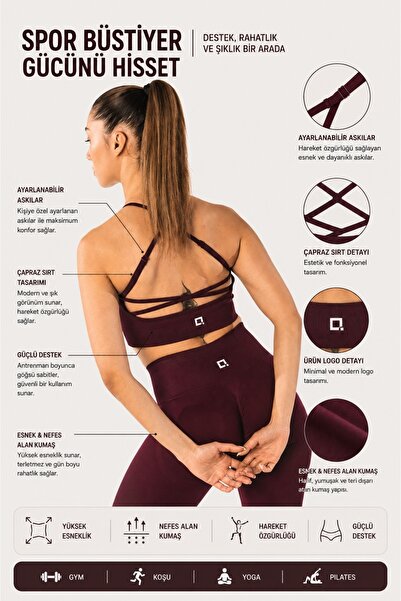 HARSFIT حمالة صدر رياضية نسائية بلون أحمر داكن بدون خياطة، حمالة صدر رياضية ل...