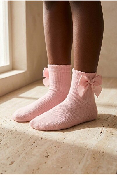 Katia&Bony Girl's Ribbon Socks Pink