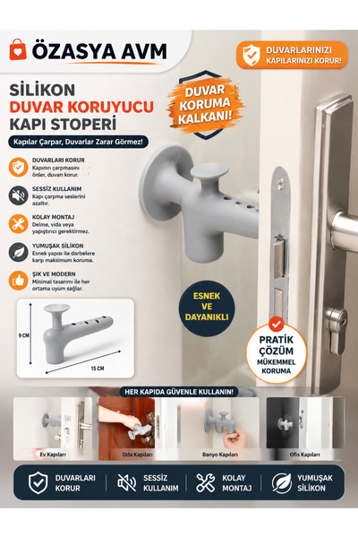 Özasya AVM Πώμα πόρτας προστασίας τοίχου σιλικόνης ΓΚΡΙ