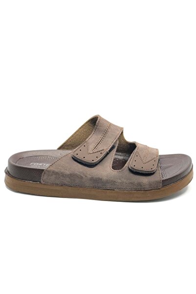 Kids Club Shoes كوسامانلار 6005 شبشب رجالي متوسط ​​الطول باللون البني