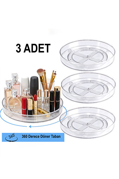 EVSTYLE 3-Piece 360 Degree Rotary Makeup & Jewelry Organizer