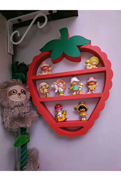 Baby Darling %100 Doğal Çilek Dekoratif Raf - Figür, Araba, Mini Oyuncak Standı (29cm Yükseklik)