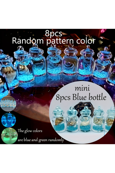 Choice 8pcs 3/8pcs Mini Luminous Ocean Theme Bottle Figurines, Resin Sea Life...