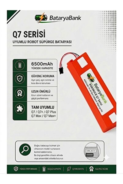 BataryaBank Roborock Q7 / Q7+ / Q7 Plus / Q7 Max / Q7 Max+ Uyumlu Robot Süpür...