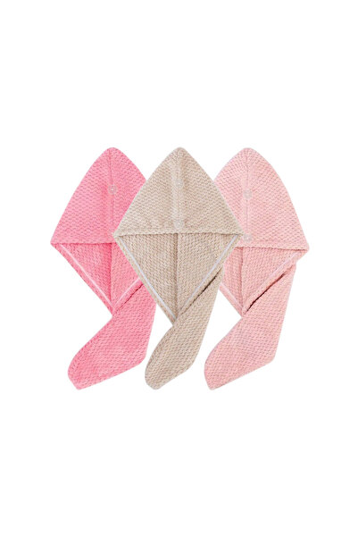 Choice Pink khaki Lotus Solid Color Hair Towel Textured Dry Hair Cap 9.8' X 2...